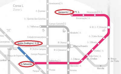 Mapa dojazdu z lotniska na Dworzec Autobusowy w Lizbonie